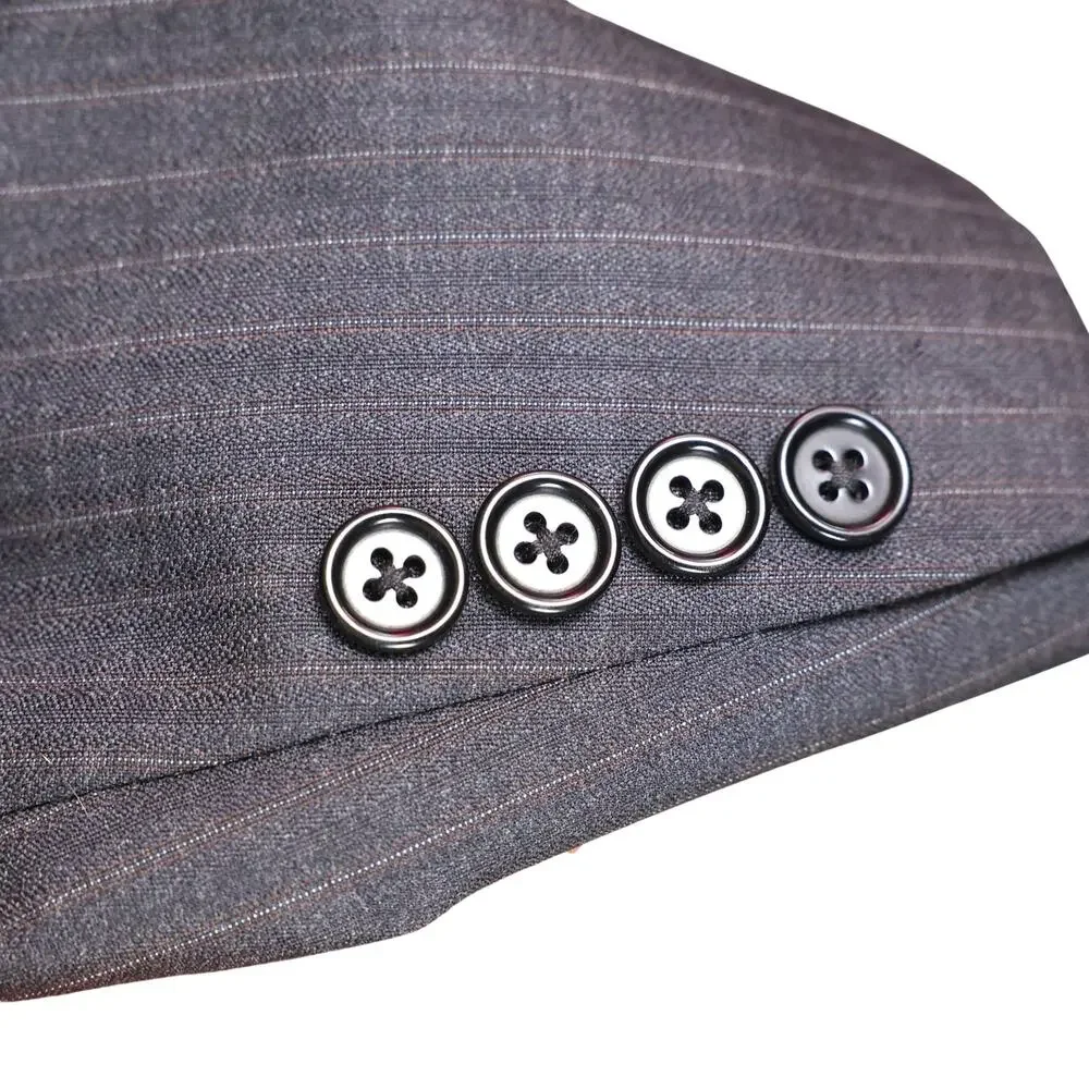 Canali Charcoal grey pinstripe pure wool mens suit jacket 52
